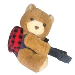 1986 Teddy Bear Plush Belt Shoulder Bag Fanny Pack Collectible Musical Wind-Up